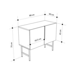 Decortie Modern Tona Console Cabinet W/soft-Close 2 Doors Sideboard Black Metal Legs 88(W)Cm, Sandstone - thumbnail 3