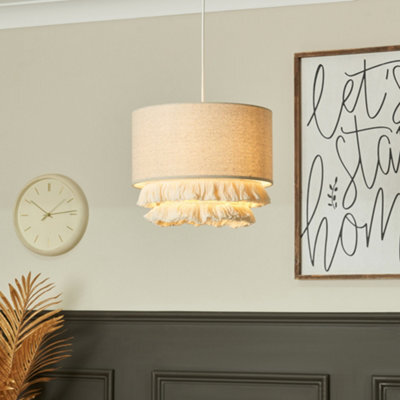 Litecraft Cassie Natural Tassel Drum Easy Fit Lamp Shade - image 1