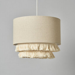 Litecraft Cassie Natural Tassel Drum Easy Fit Lamp Shade - thumbnail 4
