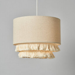 Litecraft Cassie Natural Tassel Drum Easy Fit Lamp Shade - thumbnail 3
