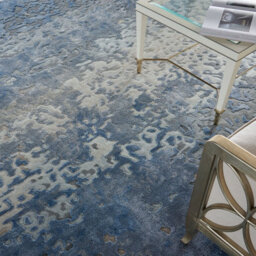 Blue Viscose , Wool Easy To Clean Abstract Handmade , Luxurious , Modern , Wool Rug For Living Room, Bedroom - 297Cm X 419Cm - thumbnail 3