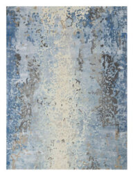 Blue Viscose , Wool Easy To Clean Abstract Handmade , Luxurious , Modern , Wool Rug For Living Room, Bedroom - 297Cm X 419Cm - thumbnail 8