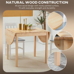Wyld Haus Fico Solid Pine Drop-Leaf Dining Table, Natural Wood Finish, Seats 4 To 6 - thumbnail 6