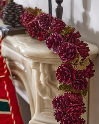 Dibor Cinnamon Pine Christmas Garland With Pine Cones And Cinnamon Scent - 120Cm - image 1