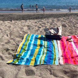 Allure Bath Fashions Velour Stripe Beach Towel - Blue - thumbnail 3