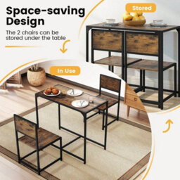3 Piece Dining Set With Metal Frame Rectangular Table 2 Chairs - thumbnail 4