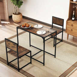 3 Piece Dining Set With Metal Frame Rectangular Table 2 Chairs - thumbnail 6