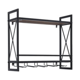 Wall Mount Bar Wine Rack Restaurant Bottle Display Glass Holdershelf Metal Frame - thumbnail 5