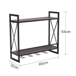 Wall Mount Bar Wine Rack Restaurant Bottle Display Glass Holdershelf Metal Frame - thumbnail 2