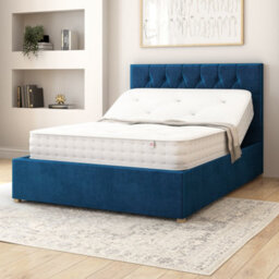 Aspire Olivier Electric Adjustable Bed Upholstered With Pocket Sprung Mattress Uk Made, Plush Navy, Size Double - thumbnail 3