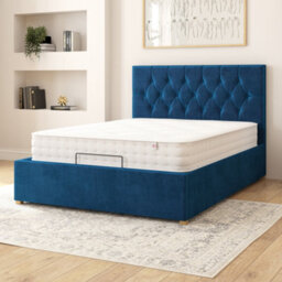 Aspire Olivier Electric Adjustable Bed Upholstered With Pocket Sprung Mattress Uk Made, Plush Navy, Size Double - thumbnail 2