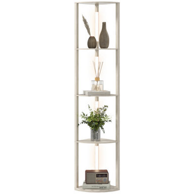 Homcom Corner Floor Lamp With Dimmable Warm White Led And Storage Shelves - image 1