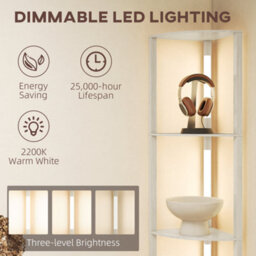 Homcom Corner Floor Lamp With Dimmable Warm White Led And Storage Shelves - thumbnail 5