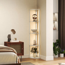 Homcom Corner Floor Lamp With Dimmable Warm White Led And Storage Shelves - thumbnail 3