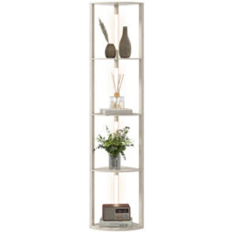 Homcom Corner Floor Lamp With Dimmable Warm White Led And Storage Shelves - thumbnail 1