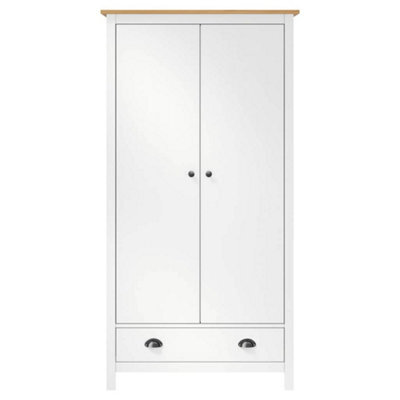 Berkfield Modern 2-Door Wardrobe Hill White 89X50X170 Cm Solid Pine Wood