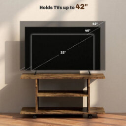 Modern Tv Cabinet Stand Storage Shelves Table Mobile Rustic Brown - thumbnail 4