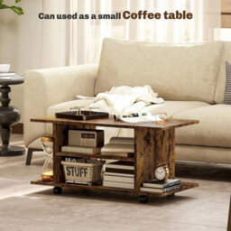 Modern Tv Cabinet Stand Storage Shelves Table Mobile Rustic Brown - thumbnail 3