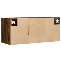 Berkfield Tv Wall Cabinet With Led Lights Smoked Oak 80X31X35 Cm - thumbnail 8