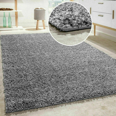 Prime Plus Thick 5Cm Pile Soft Shaggy Rugs Modern Area Rugs Bedroom Hall Rugs (Light Grey, 60 X 110Cm) - image 1