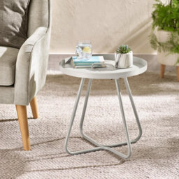 Furniturebox Uk Lyon Round Cream Metal Side Table For Outdoor & Indoor Use - thumbnail 2