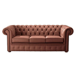 Chesterfield 3 Seater Shelly Spice Leather Sofa Bespoke In Classic Style - thumbnail 1