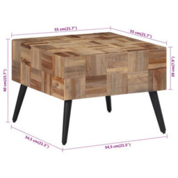 Berkfield Coffee Table Grey 55X55X40 Cm Solid Reclaimed Teak - thumbnail 8