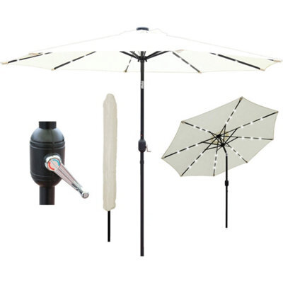 PureLifestyleWonders Solar Led Garden Parasol - Cream - image 1