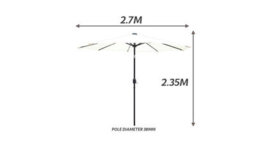 PureLifestyleWonders Solar Led Garden Parasol - Cream - thumbnail 3