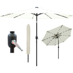 PureLifestyleWonders Solar Led Garden Parasol - Cream - thumbnail 1