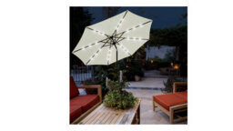 PureLifestyleWonders Solar Led Garden Parasol - Cream - thumbnail 5
