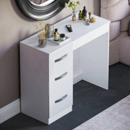 Lassic Vida Designs Hulio White 3 Drawer Bedroom Vanity Dressing Table - thumbnail 6