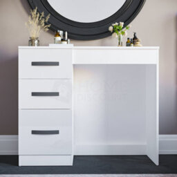 Lassic Vida Designs Hulio White 3 Drawer Bedroom Vanity Dressing Table - thumbnail 3