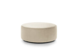 Abakus Direct Chicago Velvet Large Swivel Footstool In Cream - thumbnail 1