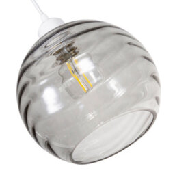Happy Homewares Modern Designer Smoked Circular Ribbed Glass Non Electric Pendant Lamp Shade - thumbnail 4
