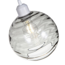 Happy Homewares Modern Designer Smoked Circular Ribbed Glass Non Electric Pendant Lamp Shade - thumbnail 3