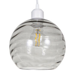 Happy Homewares Modern Designer Smoked Circular Ribbed Glass Non Electric Pendant Lamp Shade - thumbnail 1