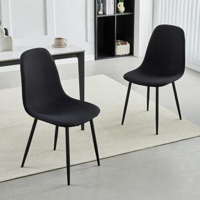 MCC Direct Set Of 2 Teddy Faux Fur Stitched Design Dining Chairs Black Bella By Mcc - image 1