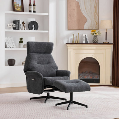 Newbridge Swivel Chair And Footstool - Dark Grey - image 1