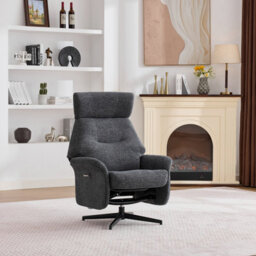 Newbridge Swivel Chair And Footstool - Dark Grey - thumbnail 2