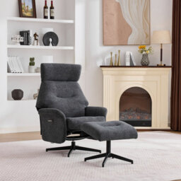 Newbridge Swivel Chair And Footstool - Dark Grey
