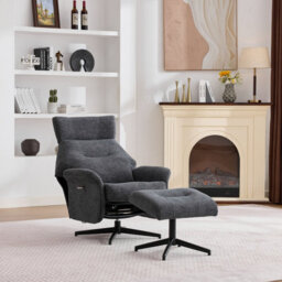 Newbridge Swivel Chair And Footstool - Dark Grey - thumbnail 3