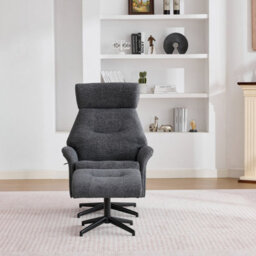 Newbridge Swivel Chair And Footstool - Dark Grey - thumbnail 4