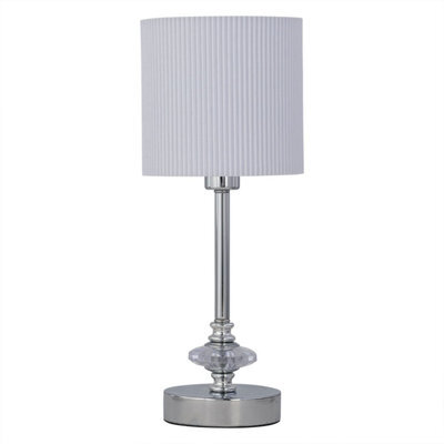 First Choice Lighting Chrome Jewelled Table Lamp With White Pleat Shade - image 1