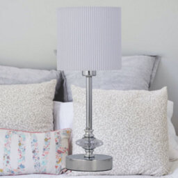 First Choice Lighting Chrome Jewelled Table Lamp With White Pleat Shade - thumbnail 4