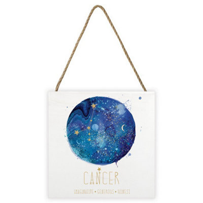 Summer Thornton Wooden Block White/blue (20Cm X 20Cm X 2.7Cm)