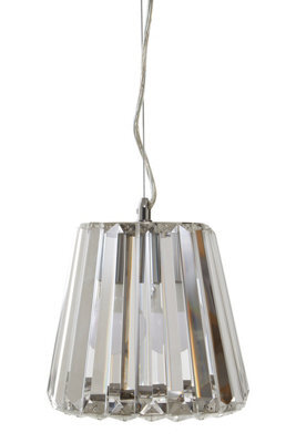 Orsina Chrome Pendant Light, Cone-Shaped Crystal Glass Ceiling Fixture, Contemporary One Bulb Hanging Light - image 1