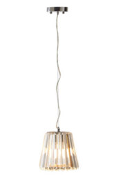 Orsina Chrome Pendant Light, Cone-Shaped Crystal Glass Ceiling Fixture, Contemporary One Bulb Hanging Light - thumbnail 3