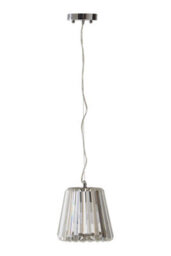 Orsina Chrome Pendant Light, Cone-Shaped Crystal Glass Ceiling Fixture, Contemporary One Bulb Hanging Light - thumbnail 4