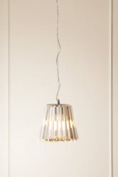 Orsina Chrome Pendant Light, Cone-Shaped Crystal Glass Ceiling Fixture, Contemporary One Bulb Hanging Light - thumbnail 2